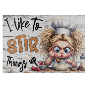 Cute Kid Chef Baking Art Cutting Board