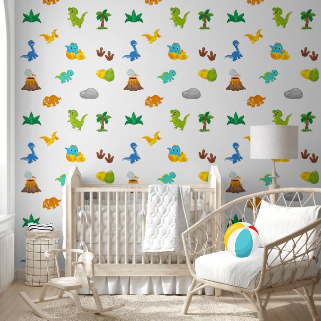 Cute Kid Colours Watercolor Dinosaurs Pattern Wallpaper (Creator Uploaded)