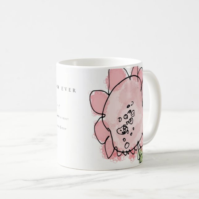 Cute Kid Drawn Pink Flower Botanical Mother's Day Coffee Mug (Front Right)