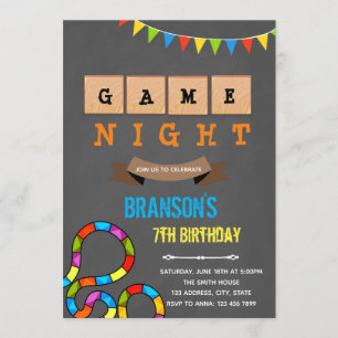 Cute kid game night party invitation