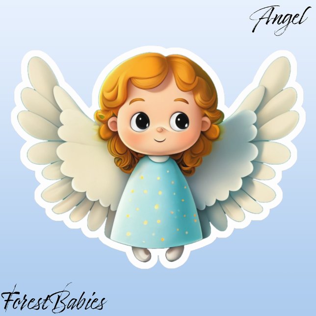 Cute Kid Girl Angel Adorable Cartoon Graphic (Angel ForestBabies Sticker)
