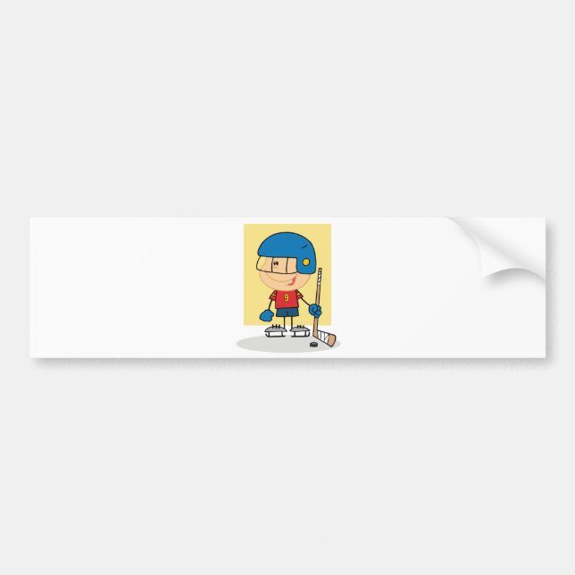 Cute Kid Hockey Player Bumper Sticker (Front)