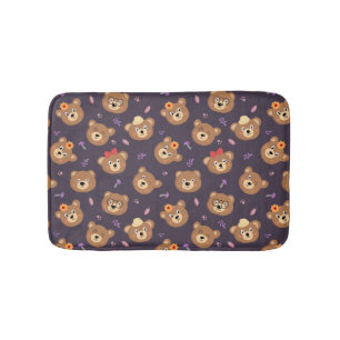 Cute Kid Teddy Bear Cartoon Brown Bear Bath Mat