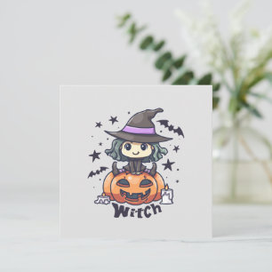 Cute Kid Witch Sitting on a Pumpkin – "Witch"