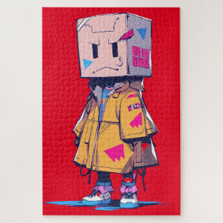 Cute Kid with Paper Bag Hat Jigsaw Puzzle