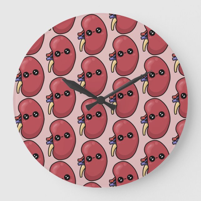 Cute Kidney - Human Biology Large Clock (Front)