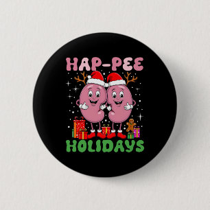 Cute Kidney Nurse Retro Hap Pee Holidays Christmas 6 Cm Round Badge