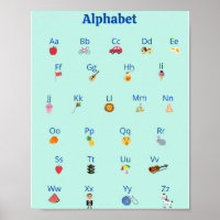 Cute kids ABC Alphabet Poster | Children Wall Art