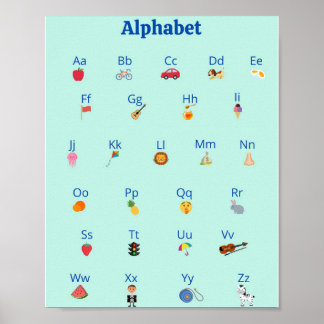 Cute kids ABC Alphabet Poster | Children Wall Art