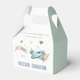 Cute Kids Airplane Sky Stars Preschool Graduation Favour Box