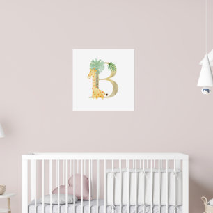 Cute Kids Animal Giraffe Monogram B Nursery Poster