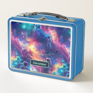 Cute Kids Astronaut Custom Metal Lunch Box