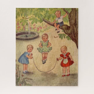 Cute kids at play Faux Wrapped Canvas Print Jigsaw Puzzle