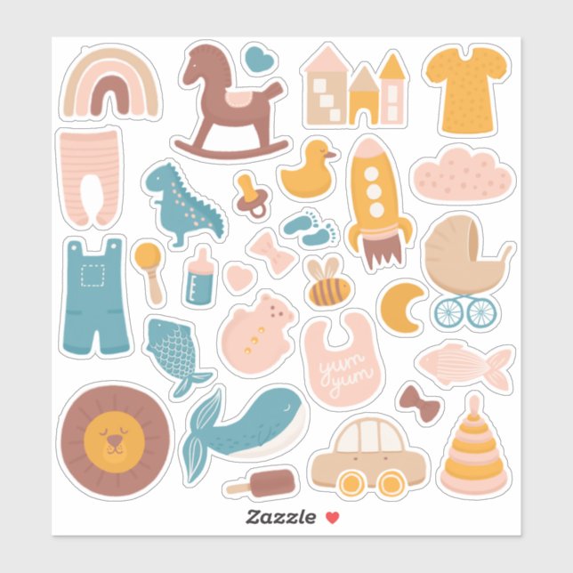 Cute kids baby animals and toy. Funny nursery (Sheet)