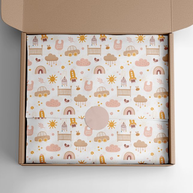 Cute kids baby pattern. Funny animal toy nursery Tissue Paper (Creator Uploaded)