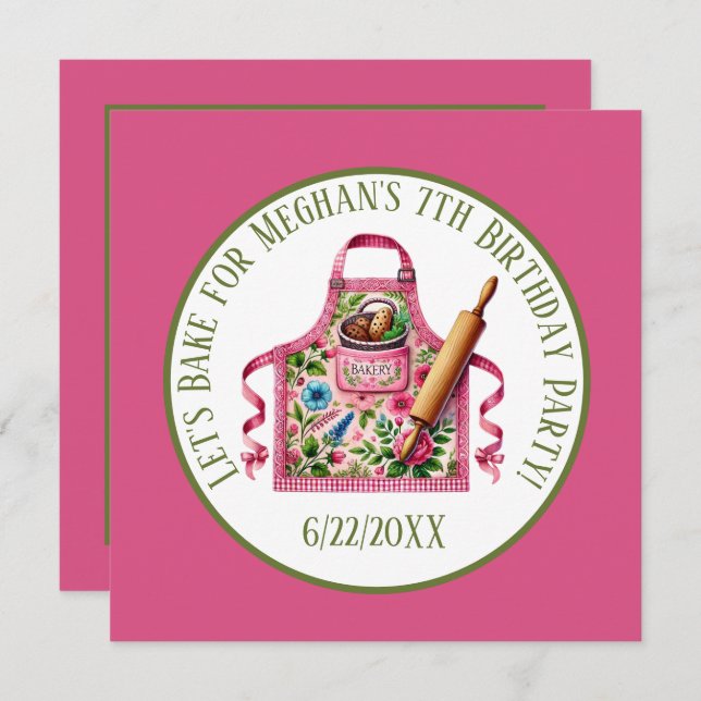 Cute kids baking Birthday party Invitation (Front/Back)