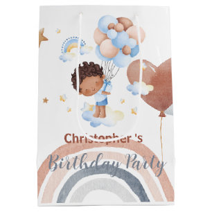 Cute kids Balloon African american boys Birthday Medium Gift Bag