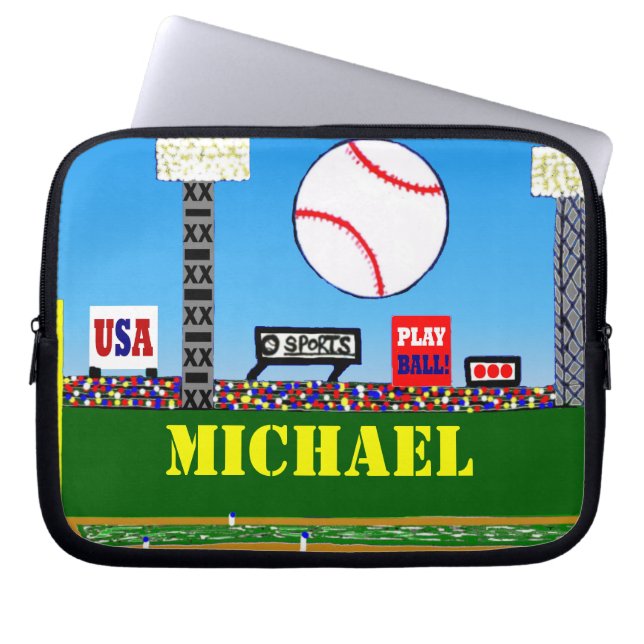 Cute Kids Baseball Sports Laptop or Tablet Case (Front)
