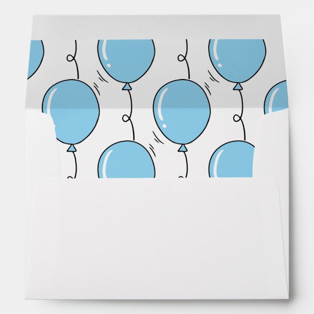 Cute Kid's Birthday Blue Balloon Envelope (Back (Bottom))