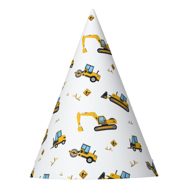Cute Kids Birthday Decorations Construction Paper Party Hat (Front)