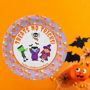 Cute Kids Birthday Halloween Party Paper Plate