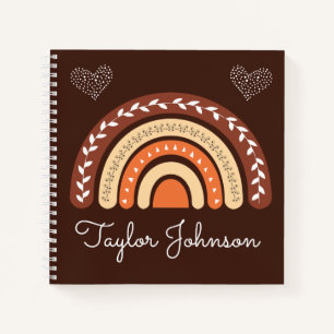 Cute Kids Boho Rainbow on Brown Notebook