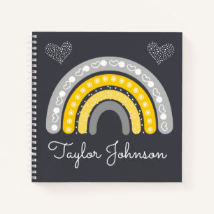 Cute Kids Boho Rainbow on Grey Notebook