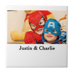 Cute kids boys girls photo family gifts name moder ceramic tile