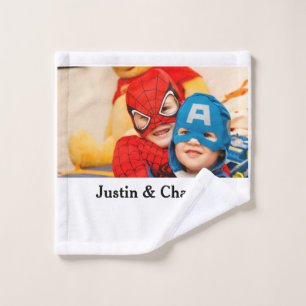 Cute kids boys girls photo family gifts name moder wash cloth