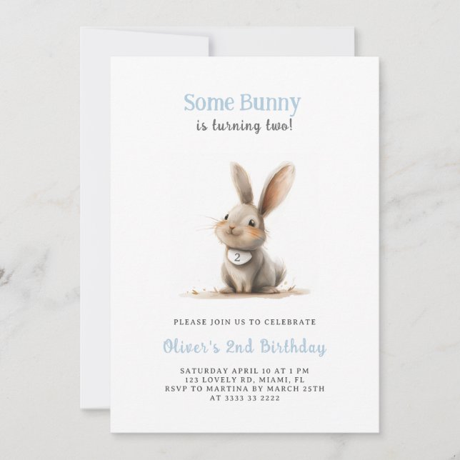 Cute Kids Bunny Birthday Party Invitation (Front)