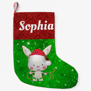 Cute Kids Bunny Rabbit Festive Small Christmas Stocking