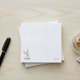 Cute Kids' Bunny Rabbit with Custom Name Post-it Notes