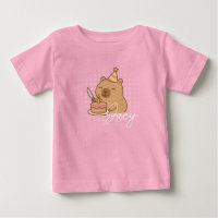 Cute Kids Capybara eating cake Birthday Purple