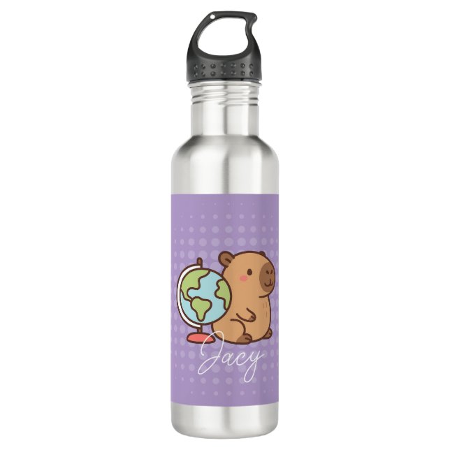 Cute Kids Capybara School 710 Ml Water Bottle (Front)