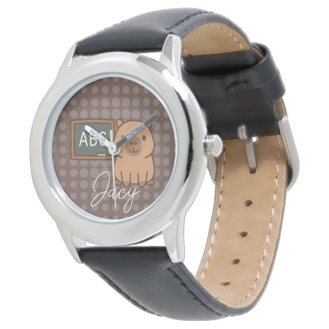 Cute Kids Capybara School Time Watch (Angled)