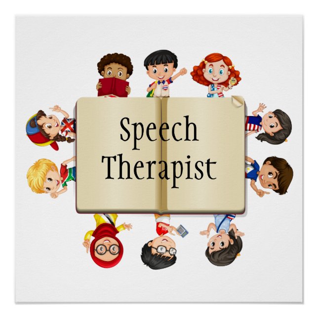 Cute Kids Cartoon Book Speech Therapist Poster (Front)