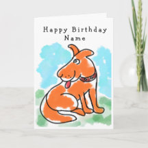 Cute Kids Cartoon Dog Birthday Card