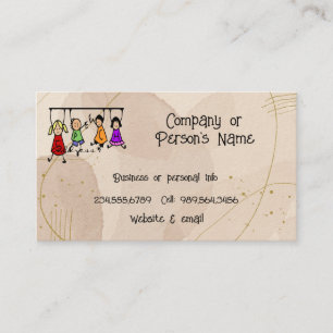 Cute Kids Cartoon Holding Speech Words Business Ca Business Card