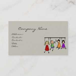 Cute Kids Cartoon Holding Speech Words Business Card