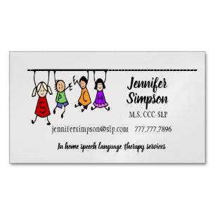 Cute Kids Cartoon Holding Speech Words Magnetic Business Card