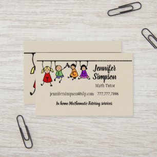 Cute Kids Cartoon Holding Teach Word Business Card