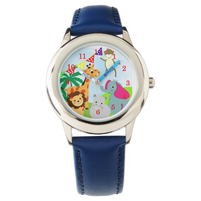 Cute Kids Cartoon Jungle Animals Fun Picture Watch (Front)