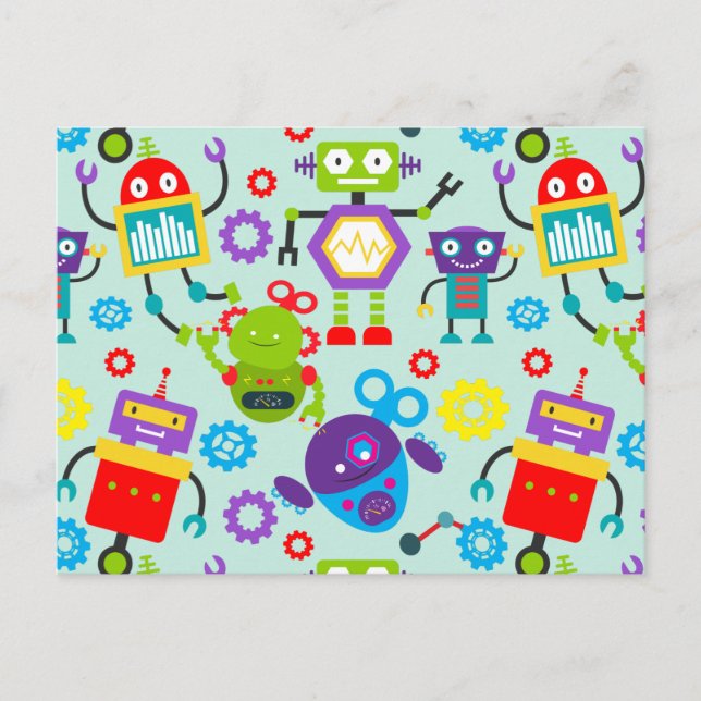Cute Kids Cartoon Robot Postcard (Front)
