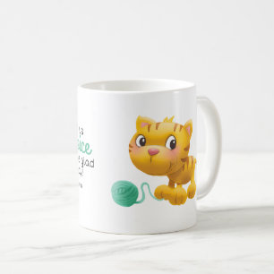 Cute kids cat and yarn Bible verse mug