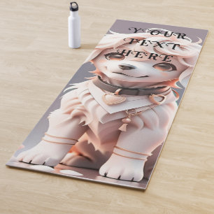 Cute Kids Chibi Golden Retriever Puppy Custom Yoga Mat