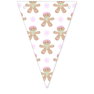 Cute Kids Christmas Gingerbread Cookie Pattern Bunting