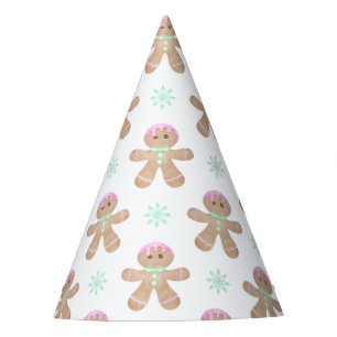 Cute Kids Christmas Gingerbread Cookie Pattern Party Hat