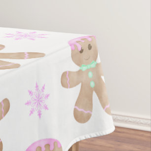 Cute Kids Christmas Gingerbread Cookie Pattern Tablecloth