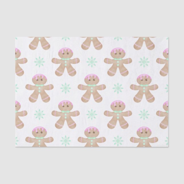 Cute Kids Christmas Gingerbread Cookie Pattern Tissue Paper (Front)