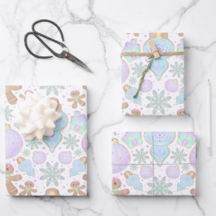 Cute Kids Christmas Gingerbread Cookie Pattern Wrapping Paper Sheet